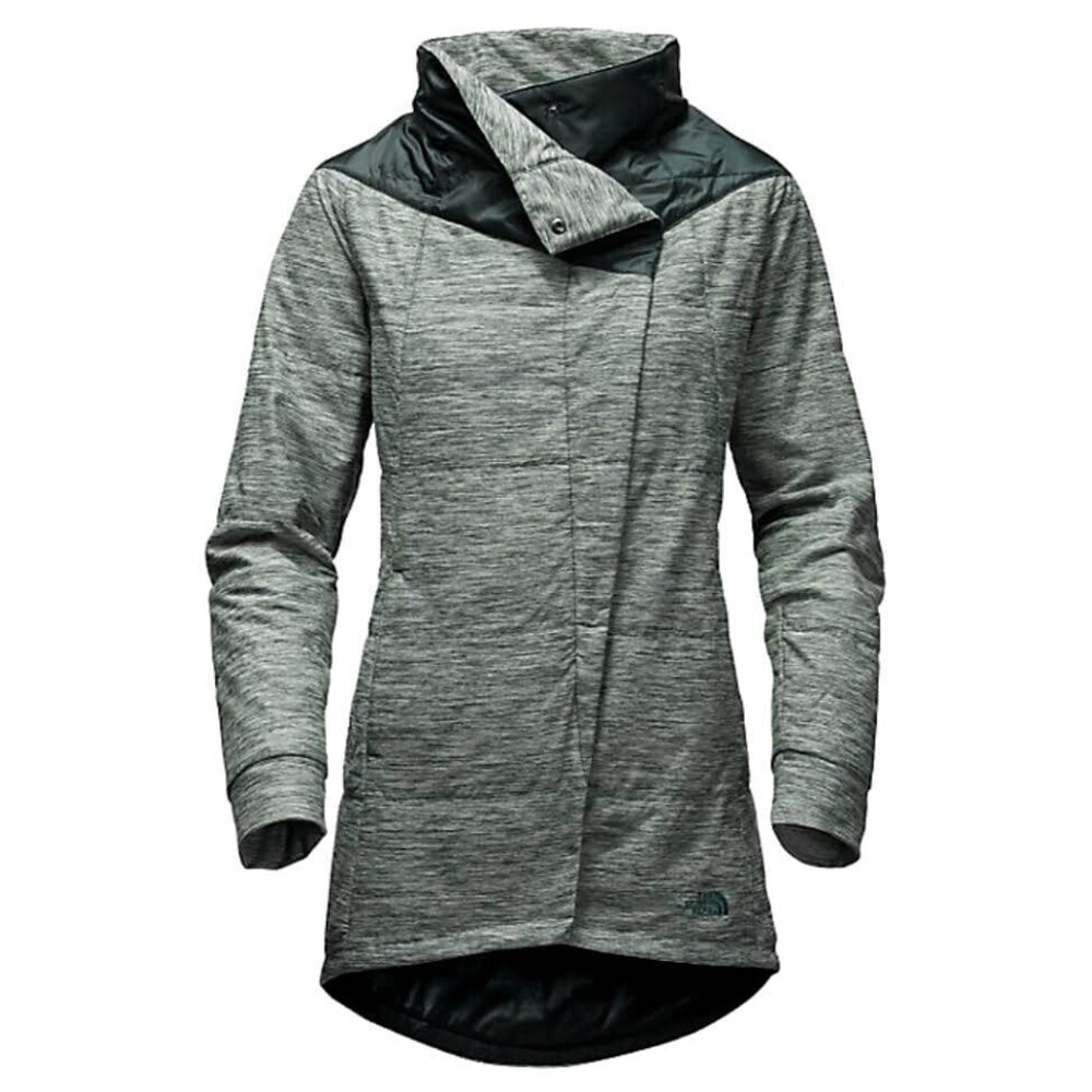 The North Face Women’s Long Pseudio Cowlneck Full Zip Green Puffer Jacket